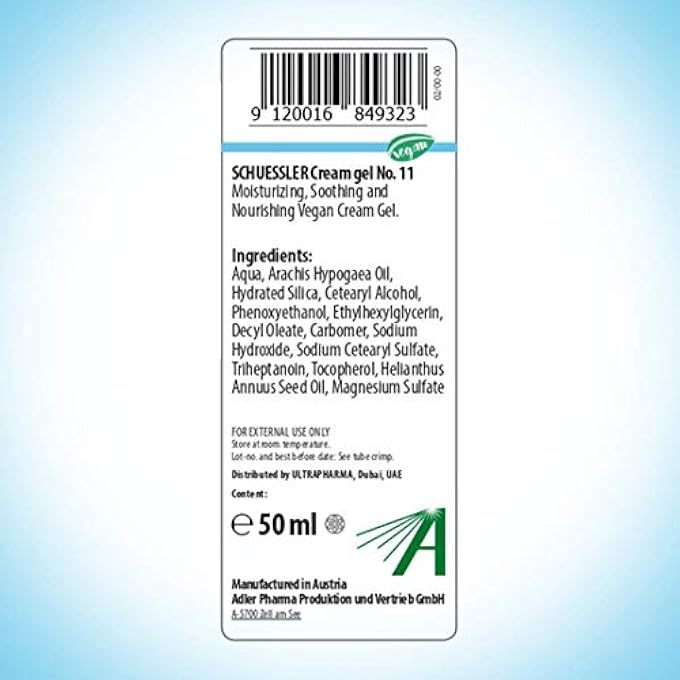 ADLER SCHUESSLER NO 11 MOISTURIZING AND SOOTHING DAY CREAM GEL  SKIN AND NAIL GEL CARE  VEGAN HYDRATING LOTION WITH SILICEA  LIGHTWEIGHT FORMULA WITH QUICK ABSORPTION  ALL SKIN TYPES - 50 ML TUBE - Image 3